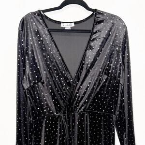 Vintage Y2K Sequin Velvet Slit Dress Black 3XL